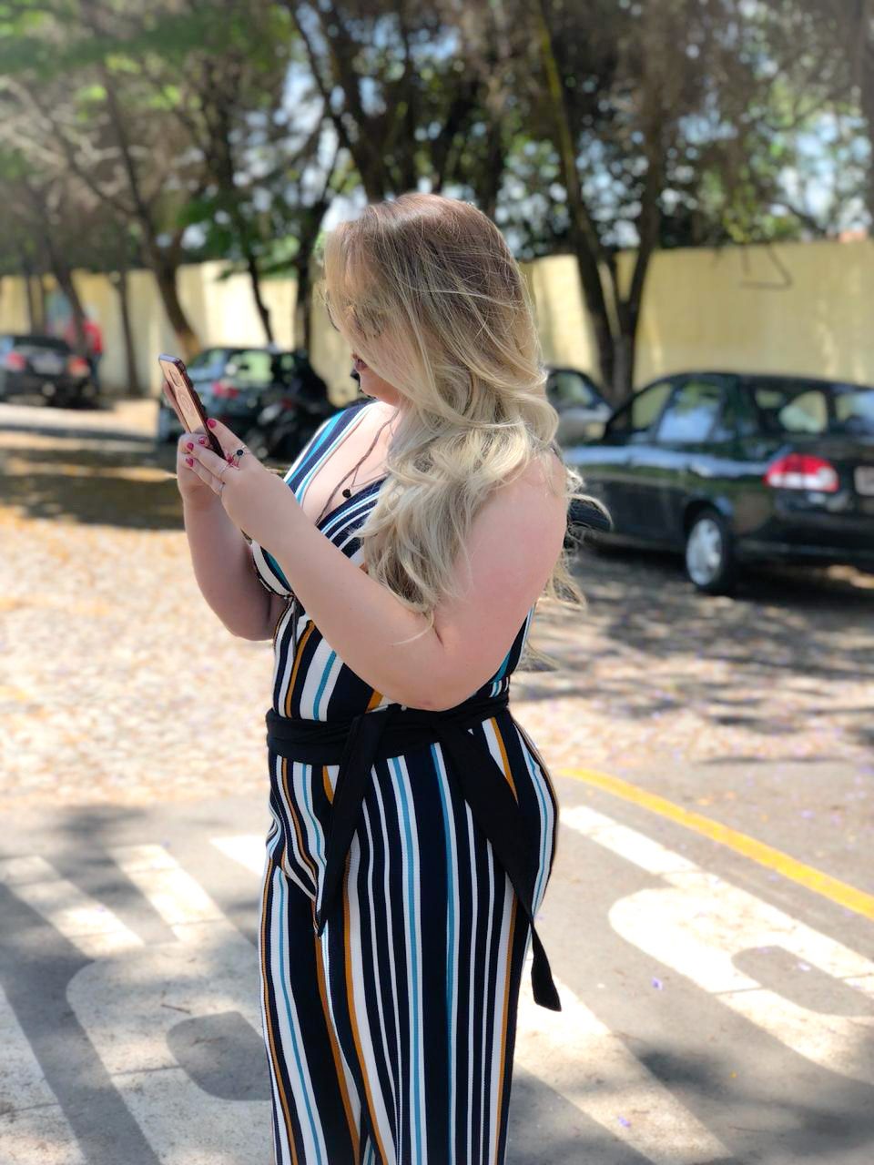 Macacão Listrado - Plus Size