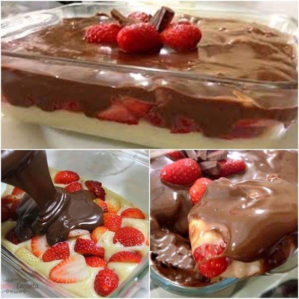 Torta de morango e chocolate  - Receita